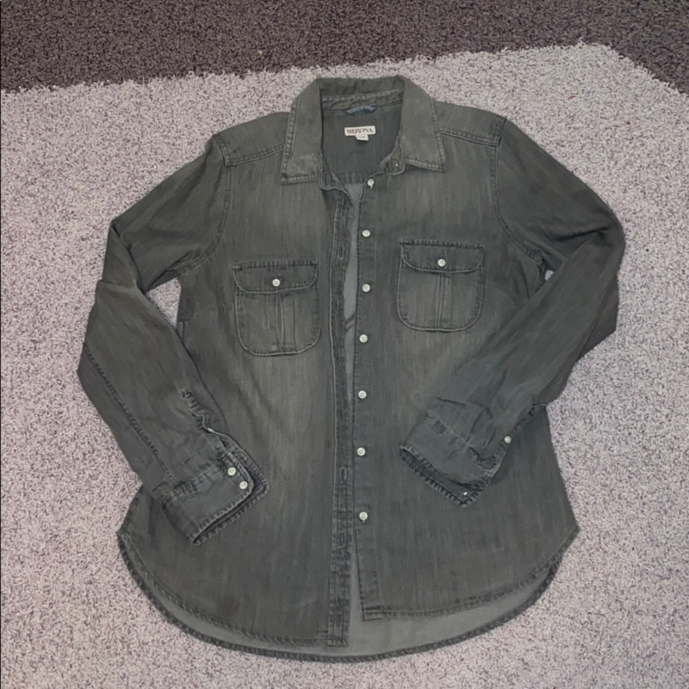 Grey denim button down